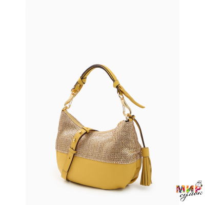 СУМКА ЖЕНСКАЯ NANNINI 17242-A ЖЕЛТОГО ЦВЕТА ИЗ НАТУРАЛЬНОЙ КОЖИ