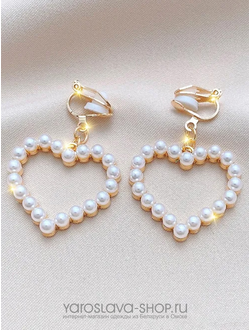 Модель : АЛ-325.Клипсы в форме жемчужного сердца