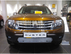 Защита радиатора Renault Duster 2011-2014 с вырезом под DHO chrome PREMIUM