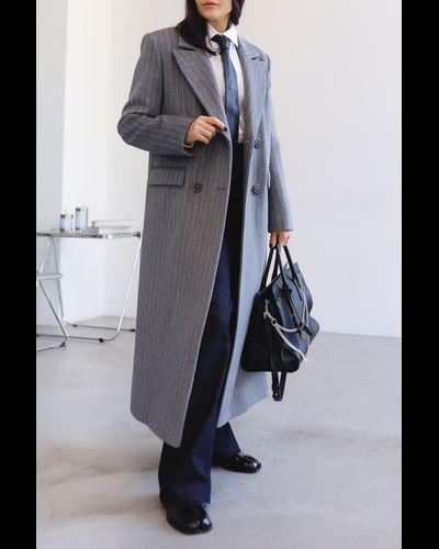 Пальто шерстяное в полоску