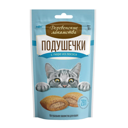 Деревенские лакомства для кошек, Подушечки с пюре из лосося 30 гр