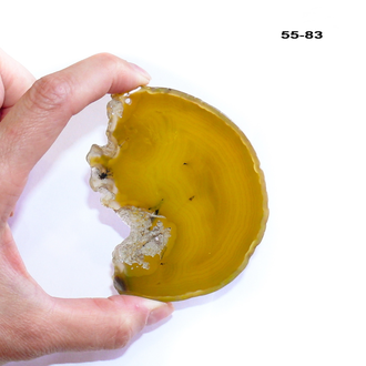 Агат тонированный (срез) желтый №55-83: с отв. - 84*65*5мм