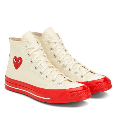 White and red high top converse clearance