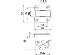 Опора колесная 353 "Р" D42 H45 нагрузка 25кг