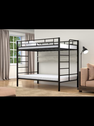Двухъярусная кровать Валенсия 120 Твист Черный полка Дуб крафт белый фото
