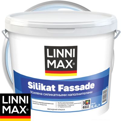Краска фасадная силикат модифицированная LINNIMAX SILIKAT FASSADE Бесцветная база 3 9,4 л