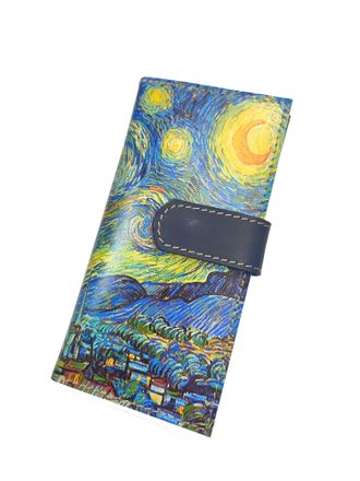 Большое портмоне с хлястиком с принтом по мотивам картины Винсента Ван Гога "Звездная ночь"