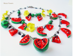 Комплект украшений с арбузами. ЕСТЬ В НАЛИЧИИ.