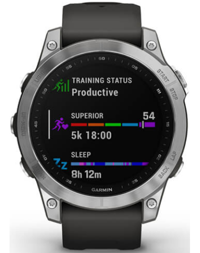 Умные часы Garmin Fenix 7 серебристый с графитовым силиконовым ремешком