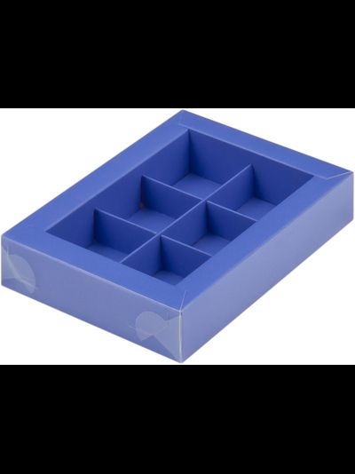 Коробка на 6 конф прозр. кр. (лаванда), 155*115*30мм