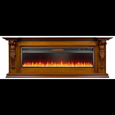 Линейный электрокамин Sparta орех с очагом Vision 60 Led