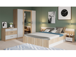 Спальня Алена - Комплект (кровать 160, шкаф 4-х дверный) Дуб сонома/Белый