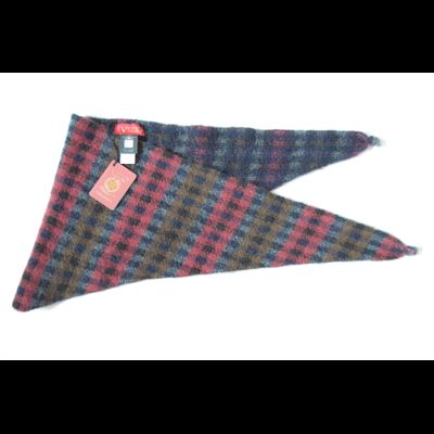 Шарф платок в клетку вязаный женский Vizio Италия 6944 ST бордовый