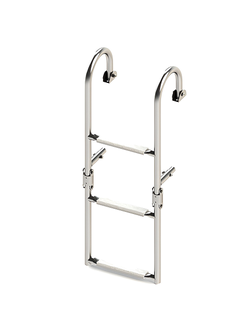 Трап складной с горизонтальным креплением, 3 белых ступени (ширина 270 мм.)