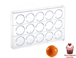 Форма для конфет Полусферы поликарбонат 4 см, 15 ячеек