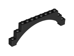 Arch 1 x 12 x 3 Raised Arch with 5 Cross Supports, Black (18838 / 6189061 / 6246849)
