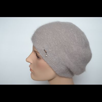 Мохеровый вязаный женский берет Vizio Италия 6945 B бежевый