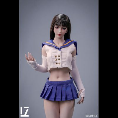 Женская голова (скульпт) с длинными темными волосами - 1/6 scale Hair Implant Female Head Sculpt "Moon" (SET016B) - LZ TOYS