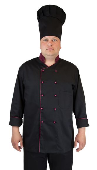 Куртка шеф-повара тк. твил цв. черн/бордо