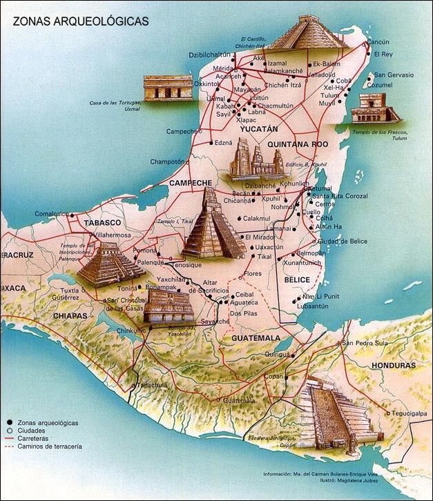 Важнейшие археологические памятники майя на полуострове Юкатан