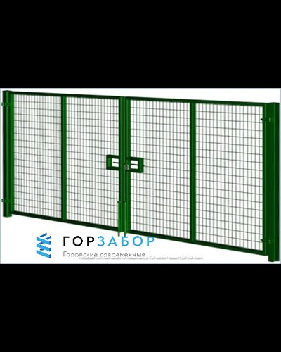 Распашные 2D ворота из сварных прутьев цинк+полимер