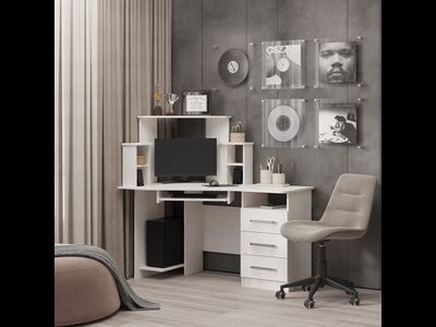 Стол компьютерный Каспер ясень белый Ш1300хВ1300хГ801