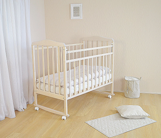 Кровать СКВ Митенька белый (автостенка, колеса, качалка)