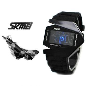 Led Watch - часы Skmei Истребительнаручные черные