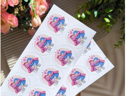 Наклейки "I LOVE YOU пингвинчики", лист (10 шт) 35мм