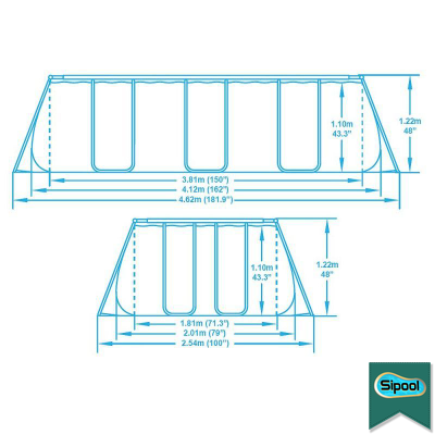 Каркасный прямоугольный бассейн Bestway 56456 (412х201х122 см) с картриджным фильтром и лестницей