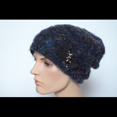 Вязаная шапка женская зима 2022 Vizio Италия 6957 сине- черная