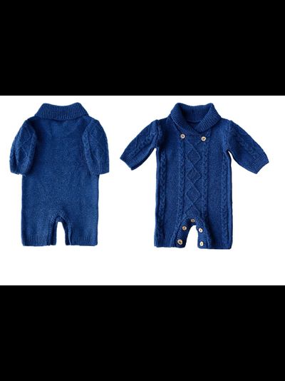 Комбинезон с шалевым воротником синий