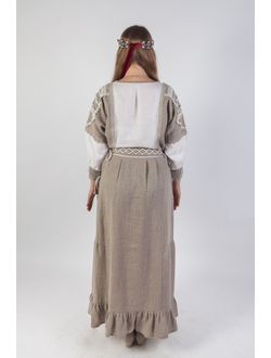 Платье льняное длинное в русском стиле спинка