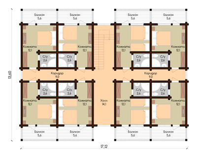 Гостиница из профилированного бруса "Приморье", 370 м2
