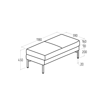 Пуф Everprof Gamma двухместный Экокожа Черный