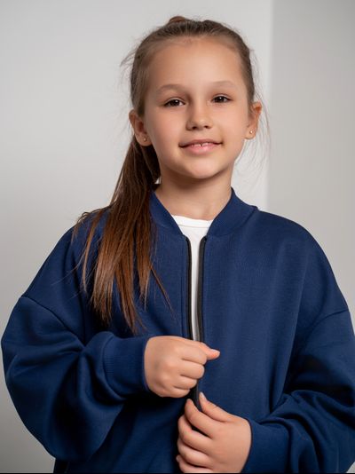 Бомбер на молнии синий