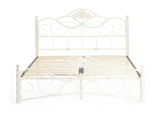 Кровать Canzona Wood slat base 160*200 см, дерево гевея/металл, белый/butter white