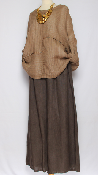 Блуза свободная "Полоски люрекс" черная, бежевая до р.54