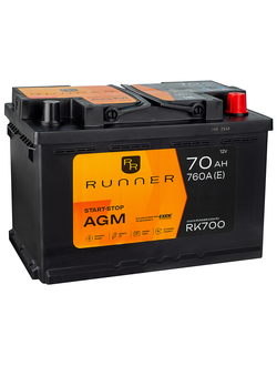 АККУМУЛЯТОР АВТОМОБИЛЬНЫЙ RUNNER AGM RK700 R+ 70Ah 760А (En)