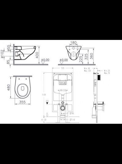 Комплект инсталляции с подвесным унитазом Vitra Normus 9773B003-7200 4в1
