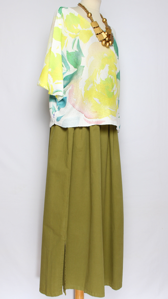 ДЖЕМПЕР ХЛОПОК "КИМОНО НАБИВНОЙ РИСУНОК" ветка, красные круги