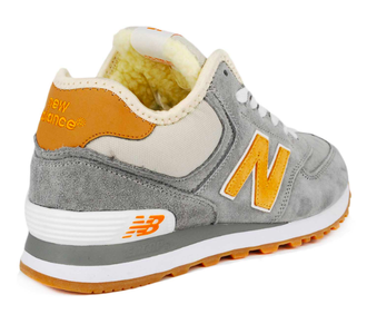 New Balance 574 Высокие серые с оранжевым