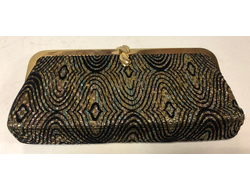 651-1/ Клатч черный, позолота