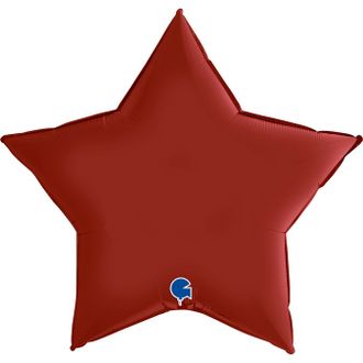 Звезда, Рубиновый сатин Шар 36''/91 см с гирляндой и надписью