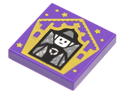Tile 2 x 2 with Groove with HP Chocolate Frog Card Minerva McGonagall Pattern, Dark Purple (3068bpb1746 / 6342521)
