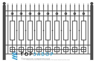 Купить металлический забор и секцию для забора из металла с элементами ковки KSZ15-39