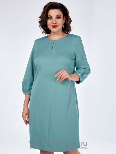 Платье прямого силуэта бирюзового цвета