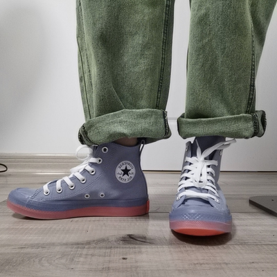 кеды с оранжевой подошвой Converse Chuck Taylor All Star Cx Blue Slate  голубой сланец 167808C