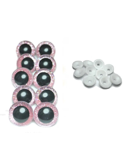 Глаза для кукол с глиттерной вставкой 18 мм, розовые