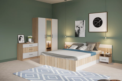 Тумба прикроватная Алёна (2шт) Дуб сонома/Белый